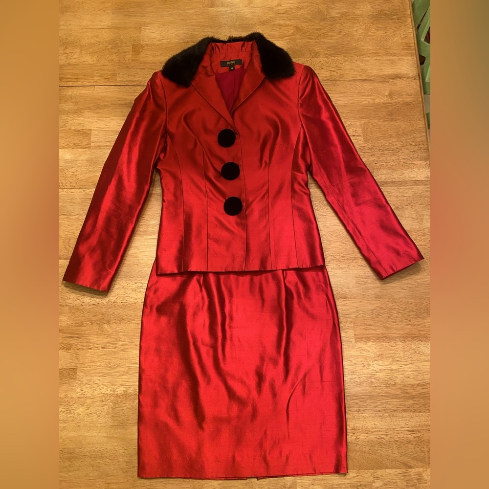 Banu Women’s Vibrant Red Silk Suit